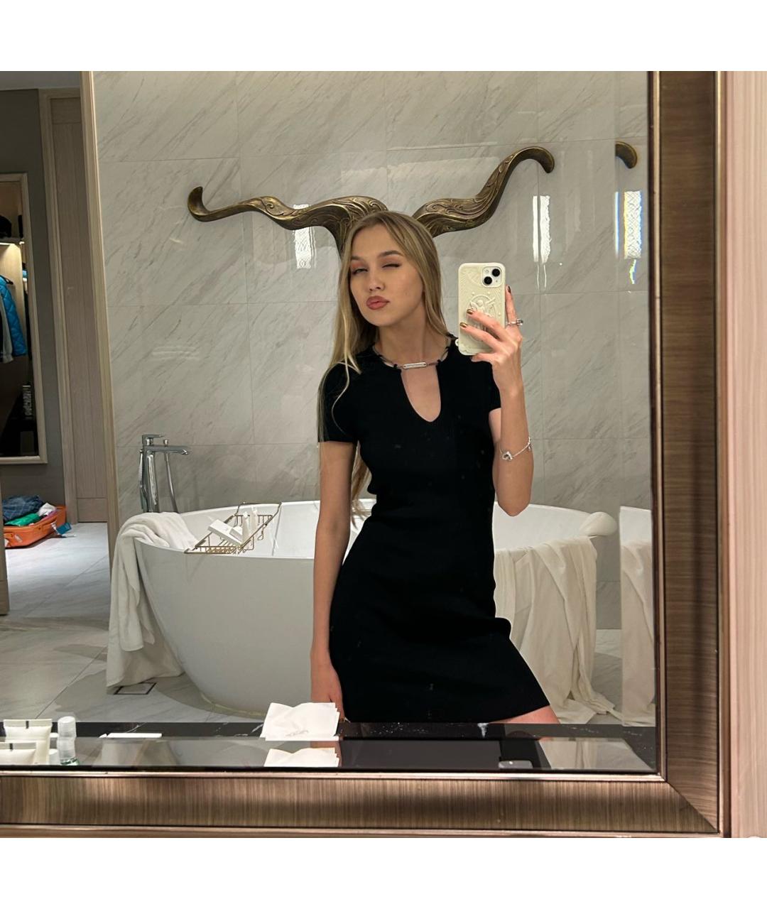 ALEXANDER WANG Черное хлопко-эластановое коктейльное платье, фото 7