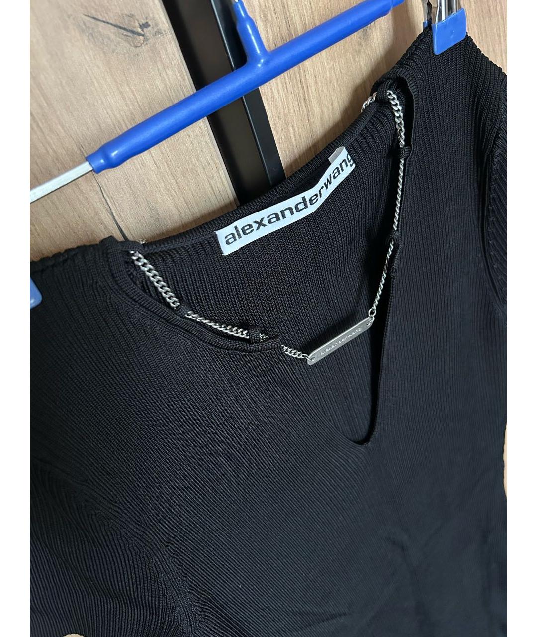 ALEXANDER WANG Черное хлопко-эластановое коктейльное платье, фото 4