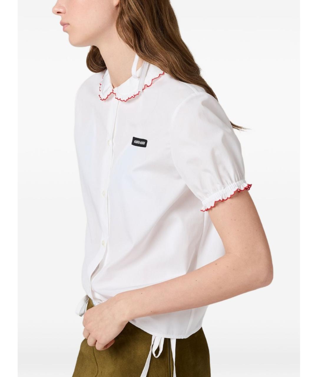 MIU MIU Белая хлопковая рубашка, фото 4