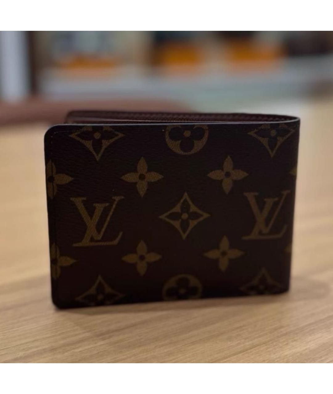LOUIS VUITTON Коричневый кожаный кошелек, фото 3