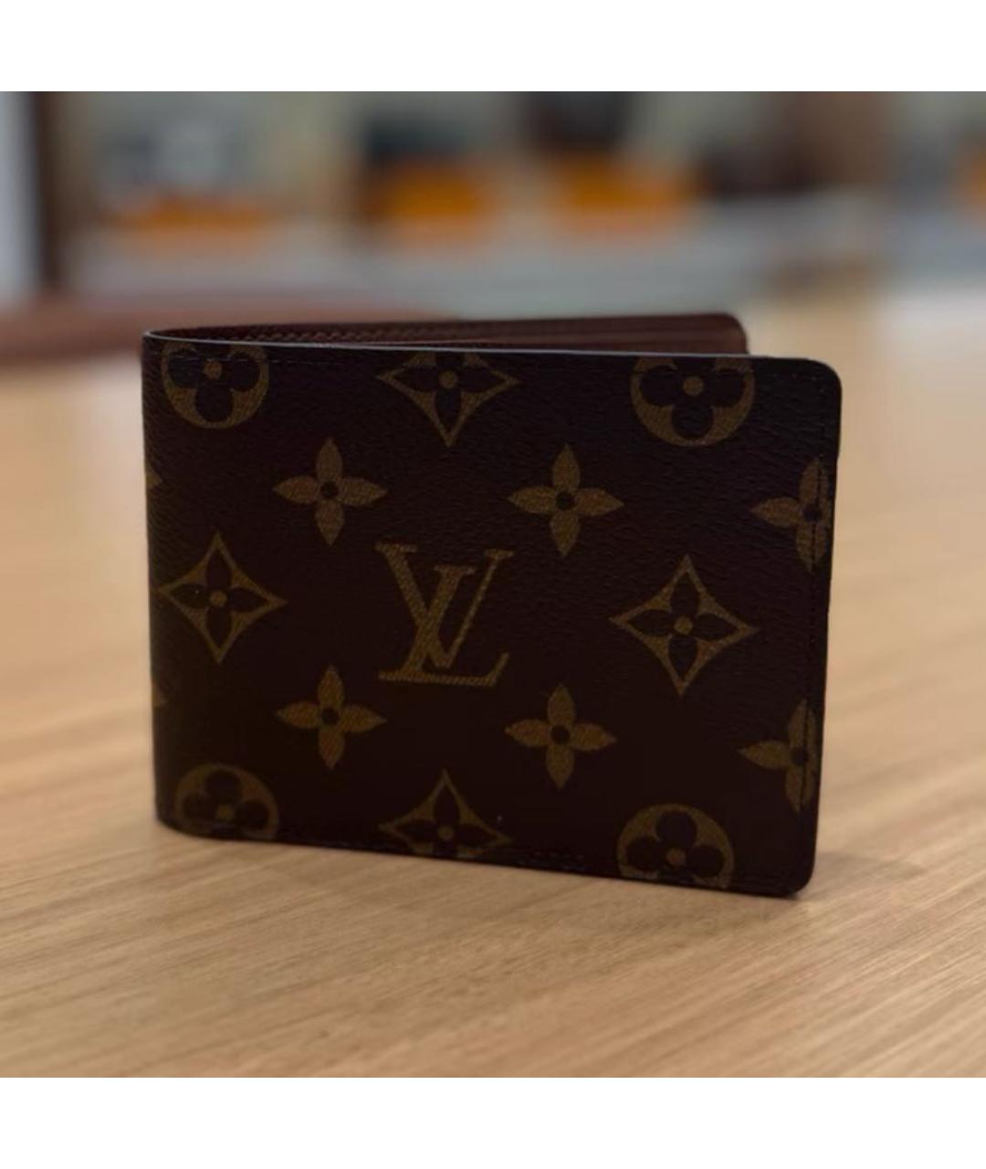 LOUIS VUITTON Коричневый кожаный кошелек, фото 2