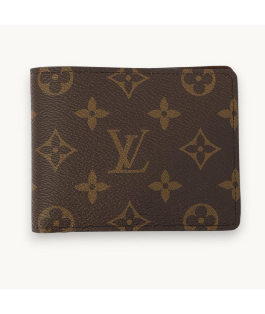 LOUIS VUITTON Коричневый кожаный кошелек, фото 5