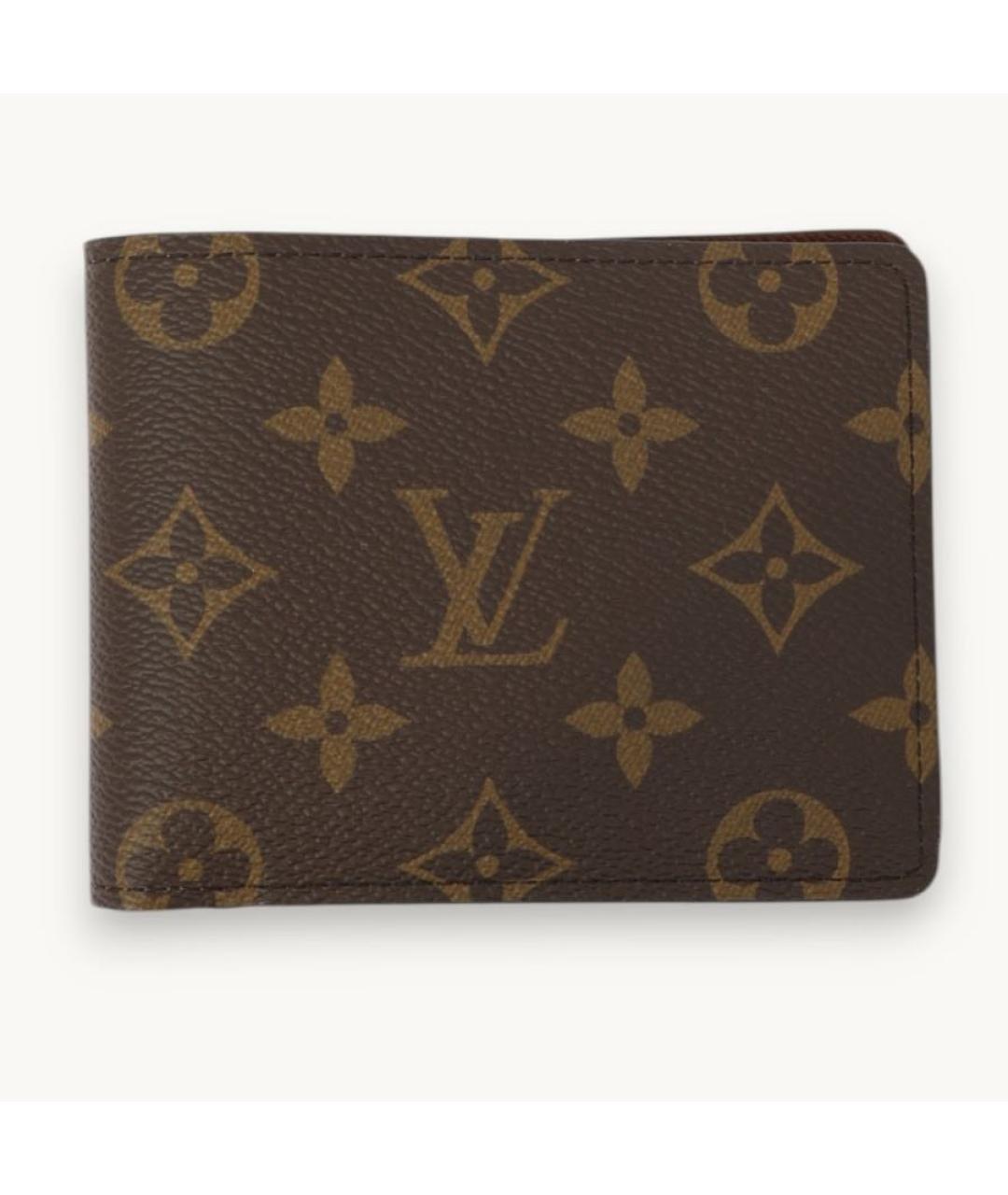 LOUIS VUITTON Коричневый кожаный кошелек, фото 5