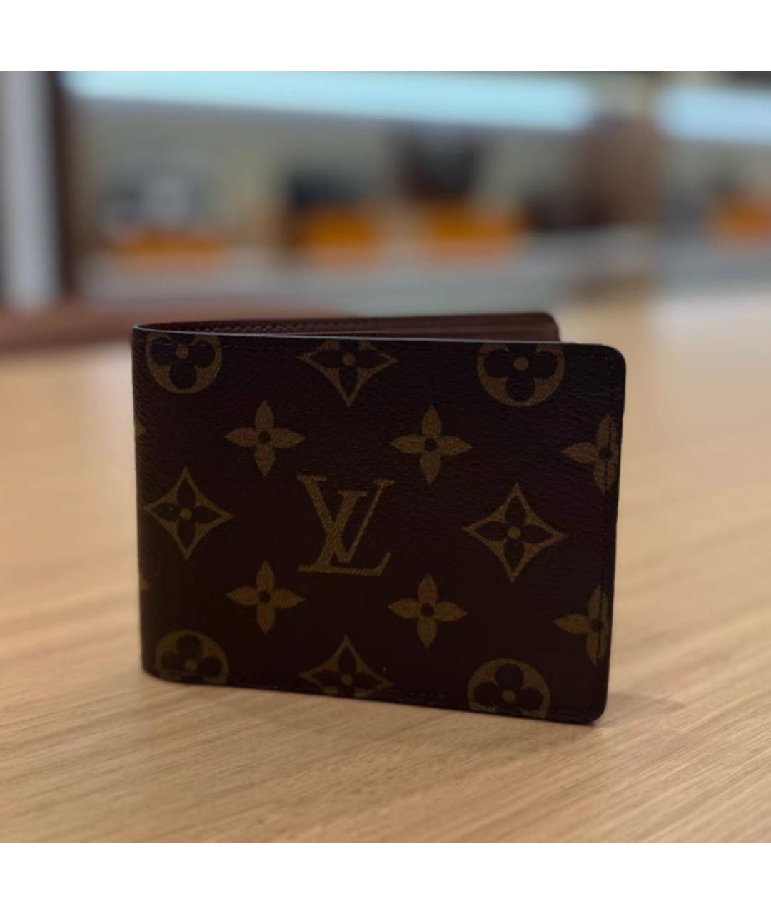 LOUIS VUITTON Коричневый кожаный кошелек, фото 2
