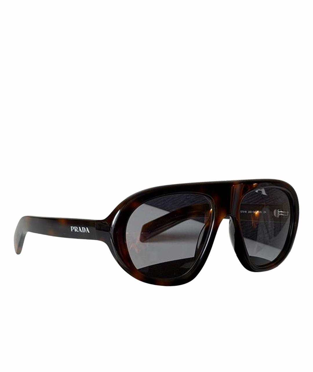 PRADA Коричневые пластиковые солнцезащитные очки, фото 1