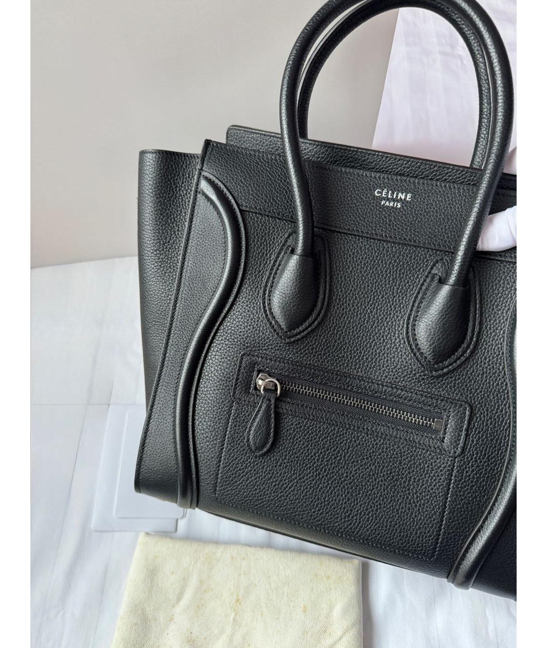 CELINE Черная кожаная сумка тоут, фото 2