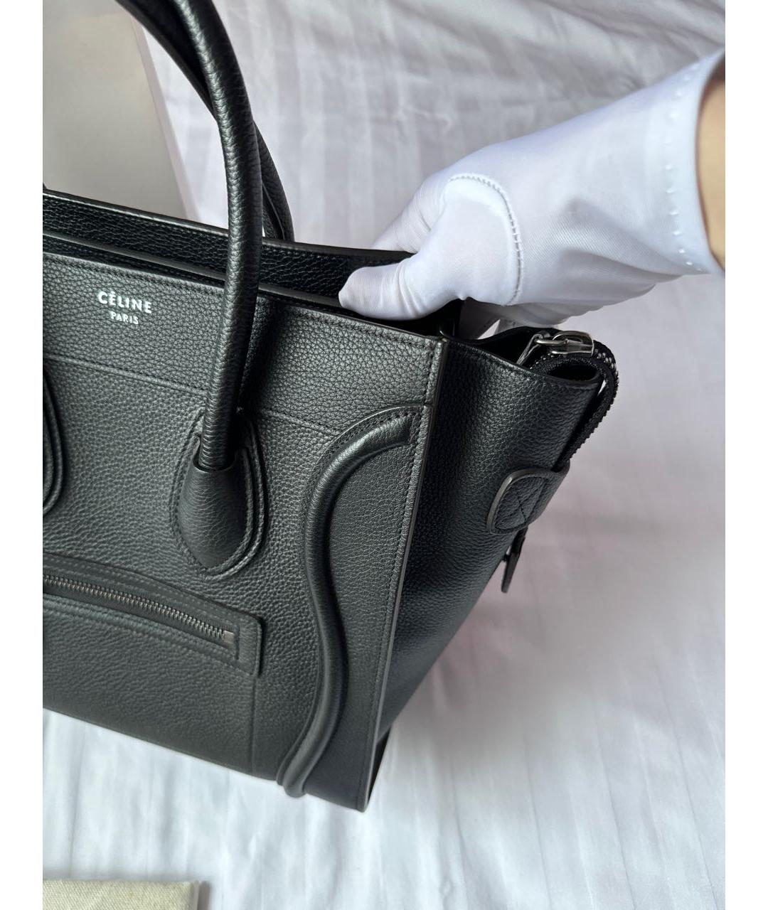 CELINE Черная кожаная сумка тоут, фото 7
