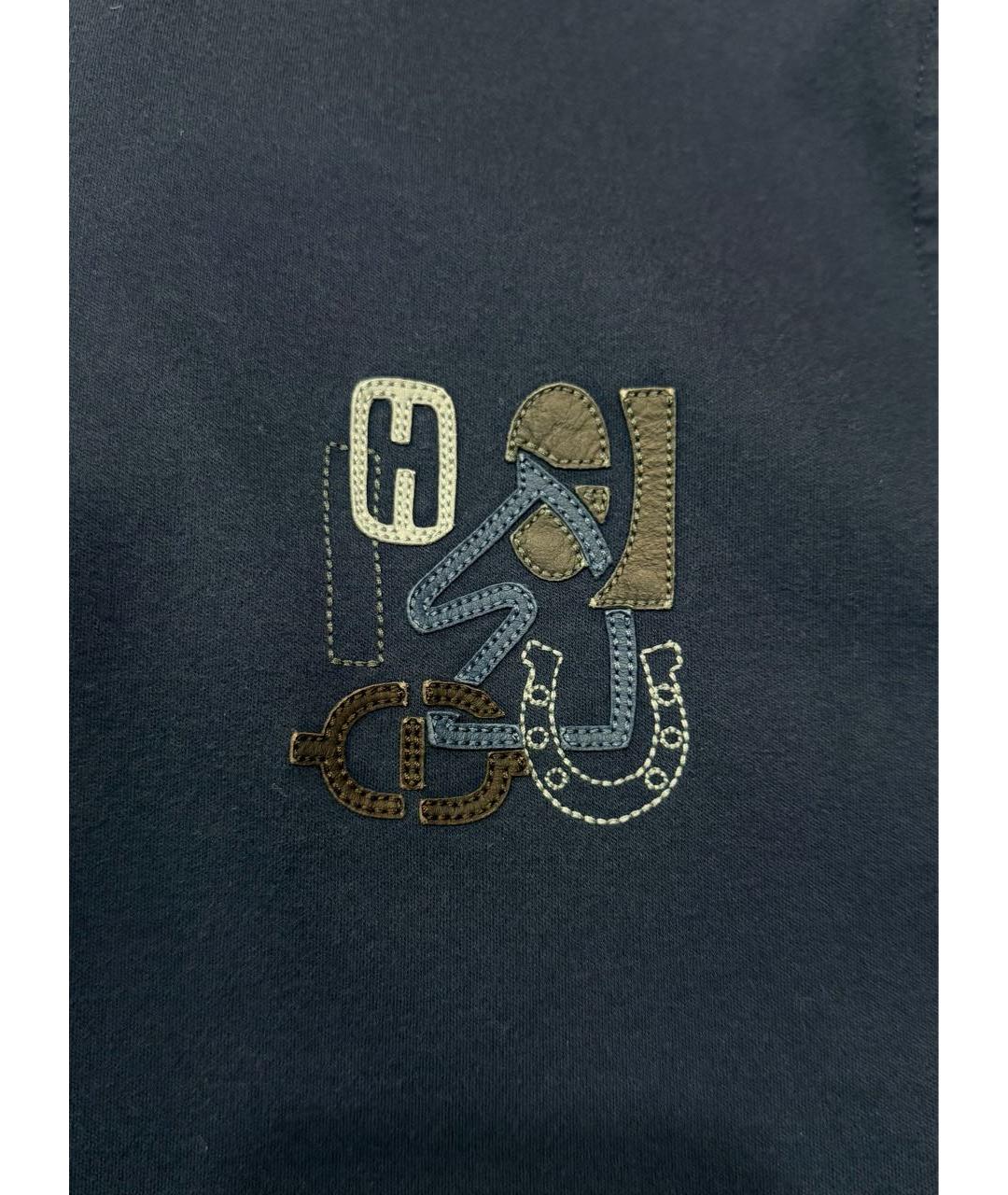 HERMES Темно-синяя хлопковая футболка, фото 3