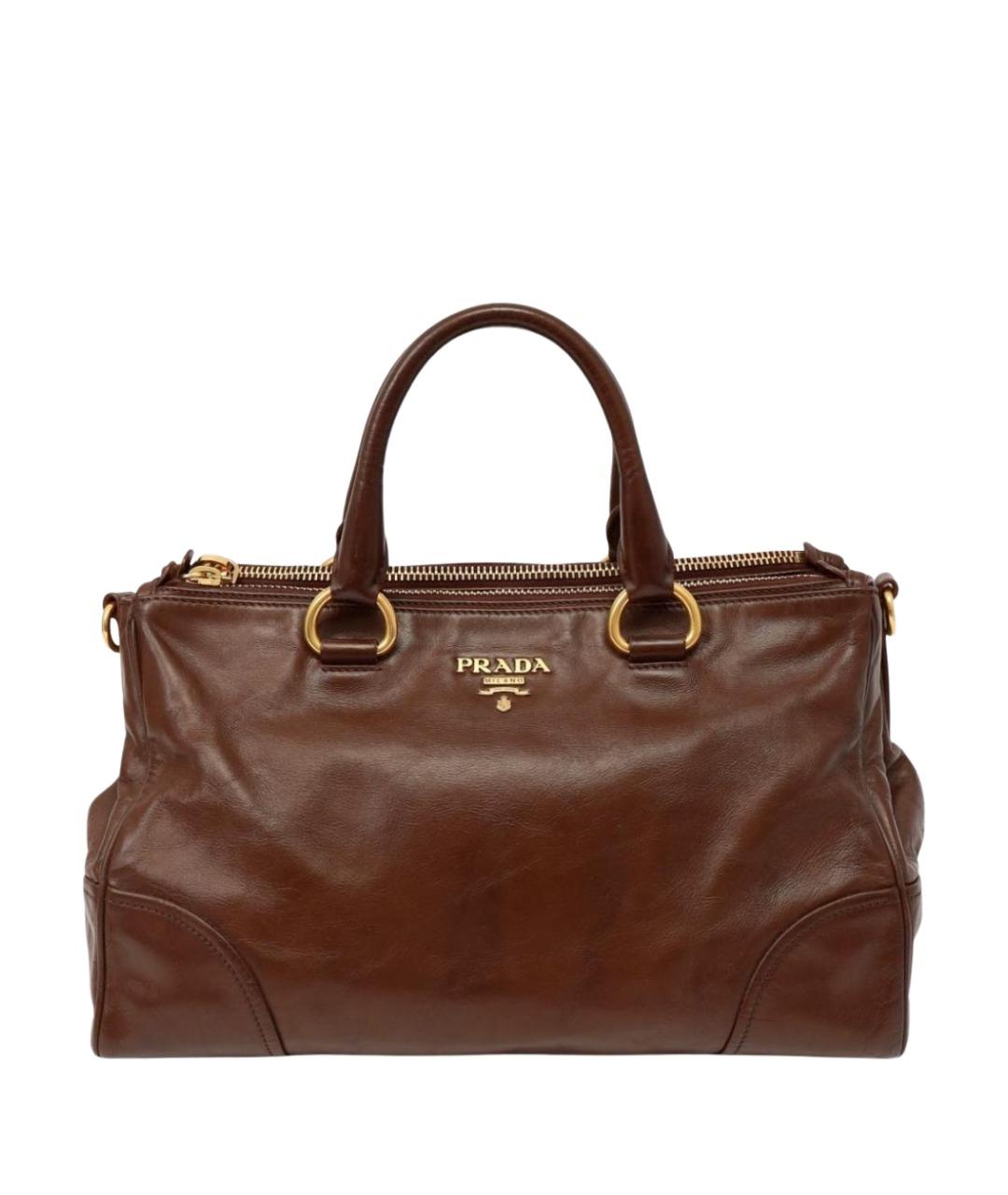 PRADA Коричневая кожаная сумка тоут, фото 1