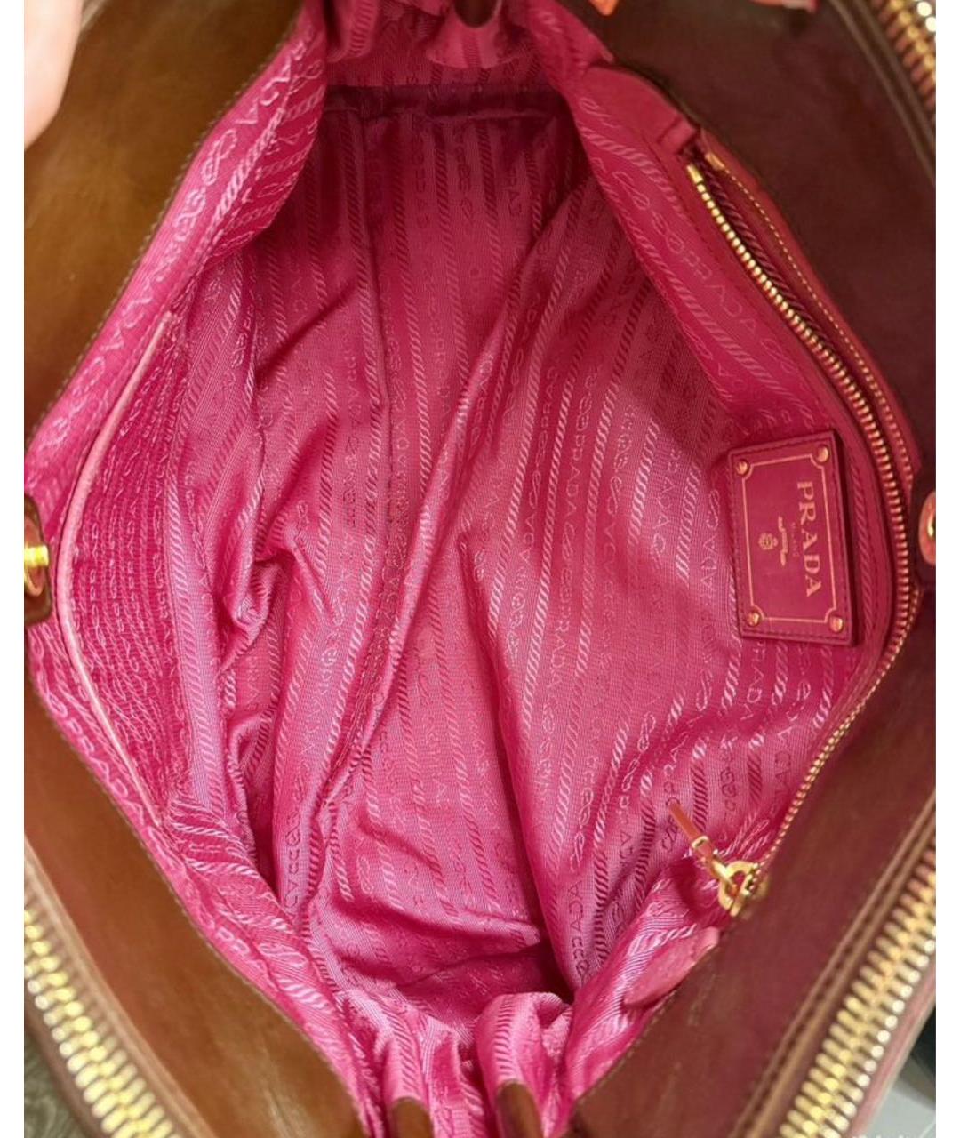 PRADA Коричневая кожаная сумка тоут, фото 5