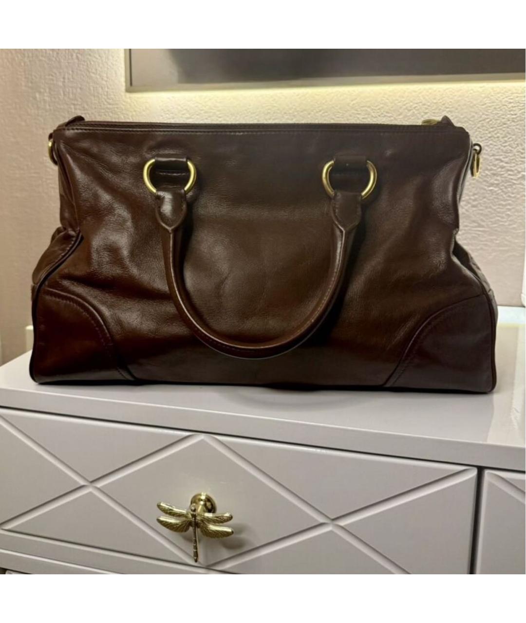 PRADA Коричневая кожаная сумка тоут, фото 3