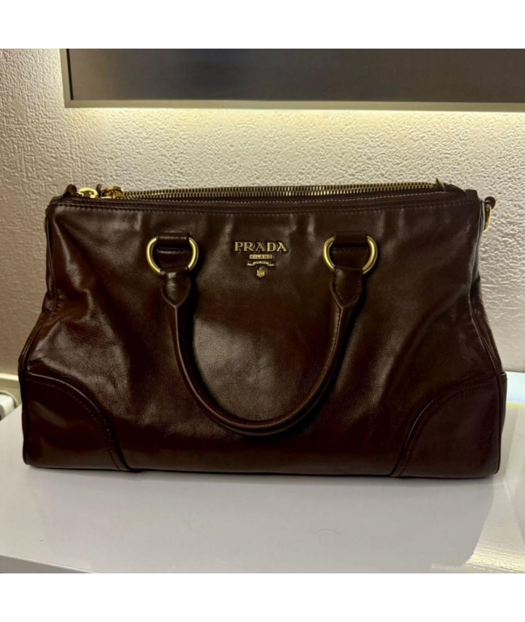 PRADA Коричневая кожаная сумка тоут, фото 2