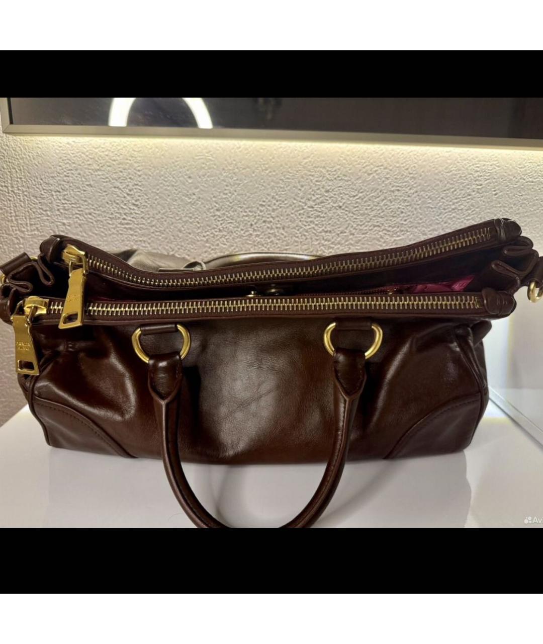 PRADA Коричневая кожаная сумка тоут, фото 8