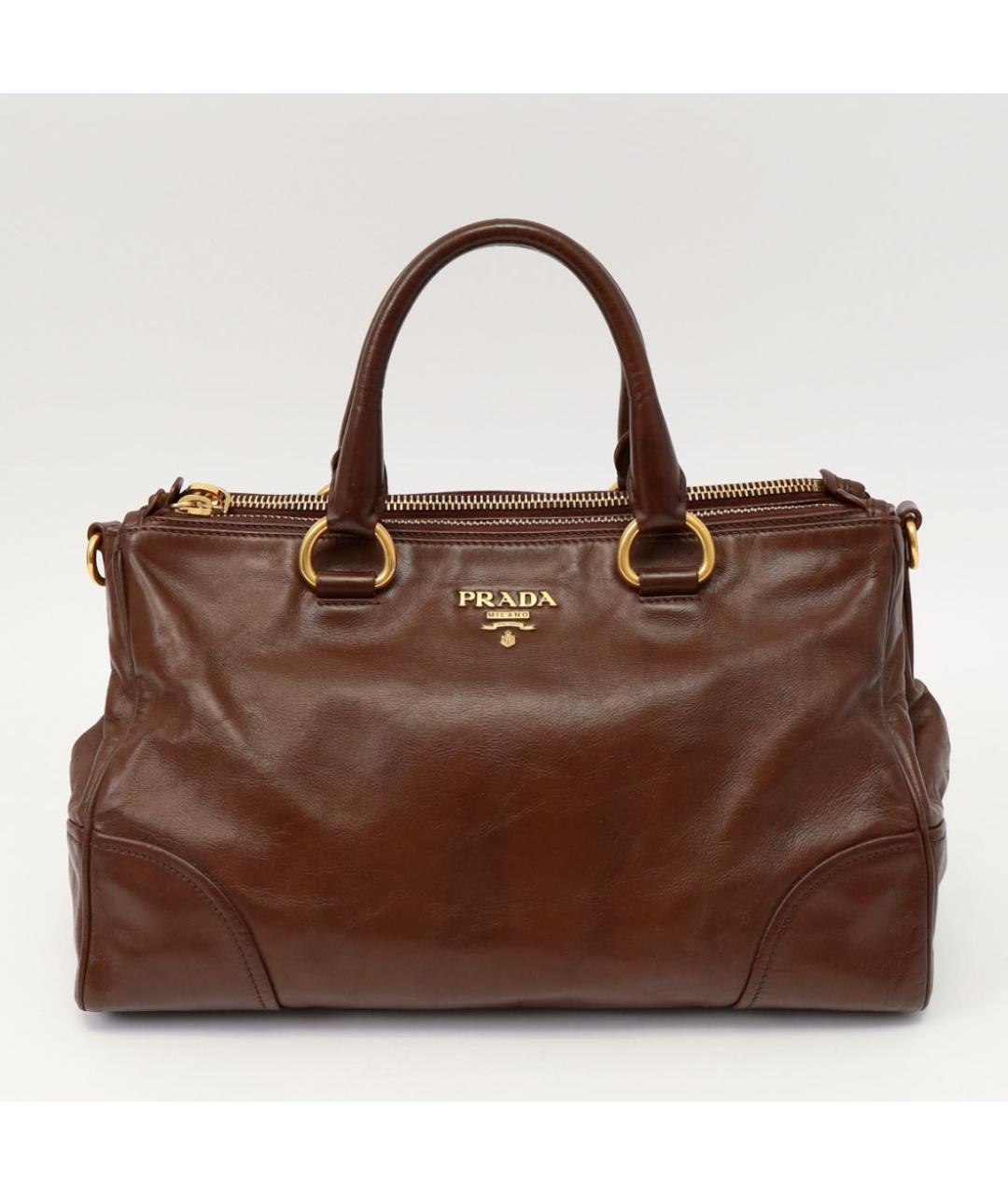 PRADA Коричневая кожаная сумка тоут, фото 9