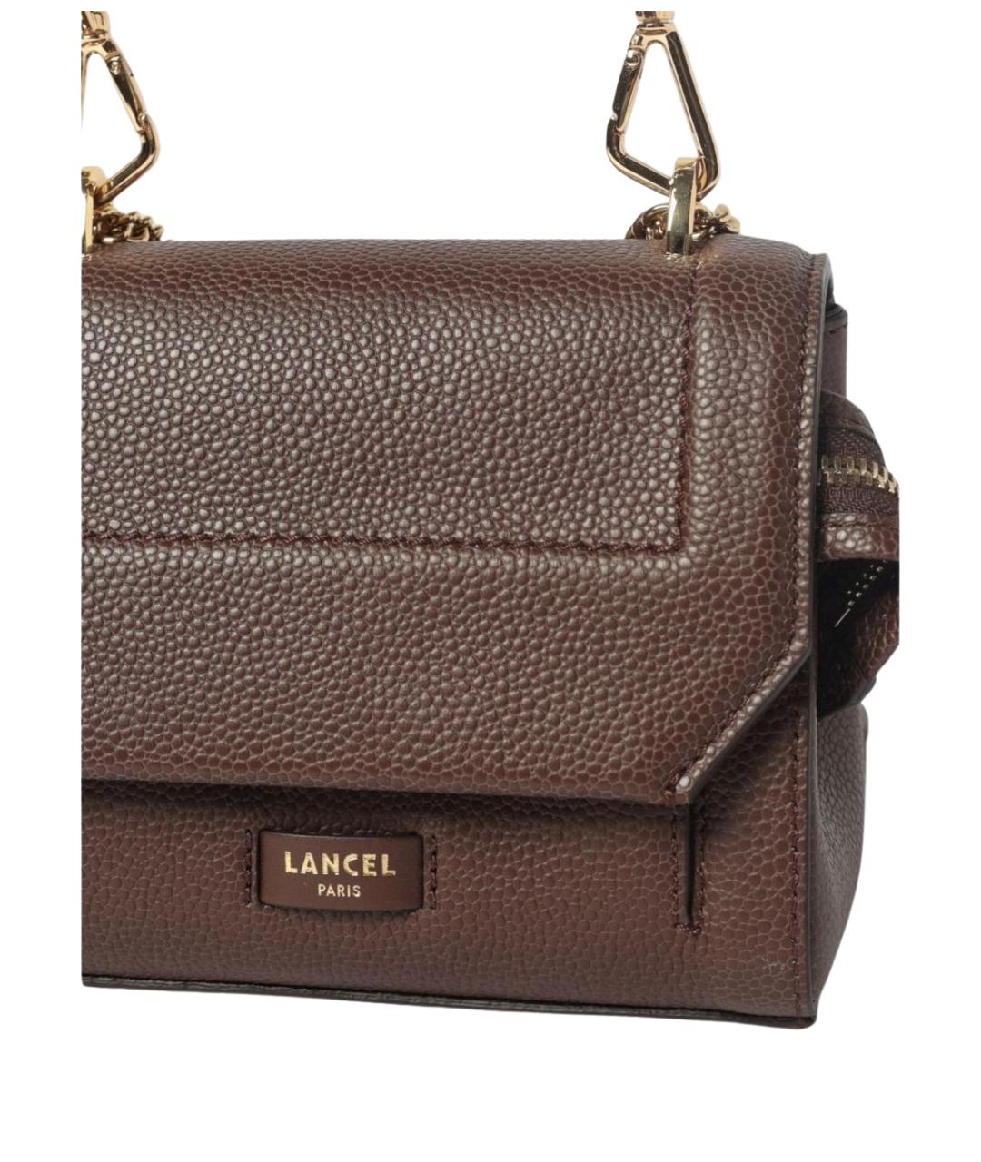 LANCEL Коричневая кожаная сумка через плечо, фото 3