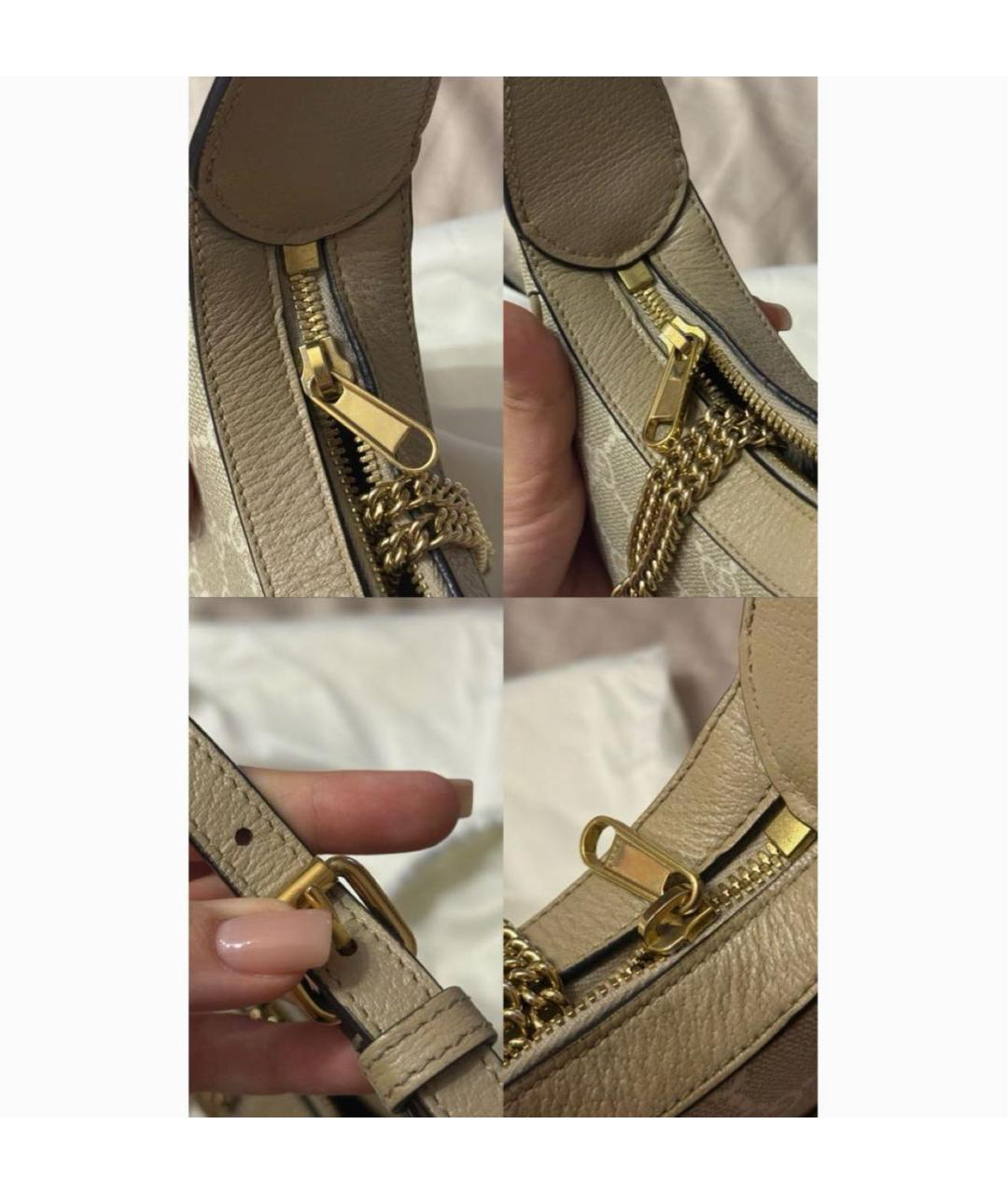 GUCCI Бежевая кожаная сумка с короткими ручками, фото 6