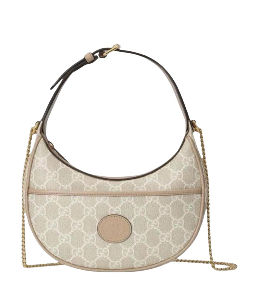 GUCCI Бежевая кожаная сумка с короткими ручками, фото 1