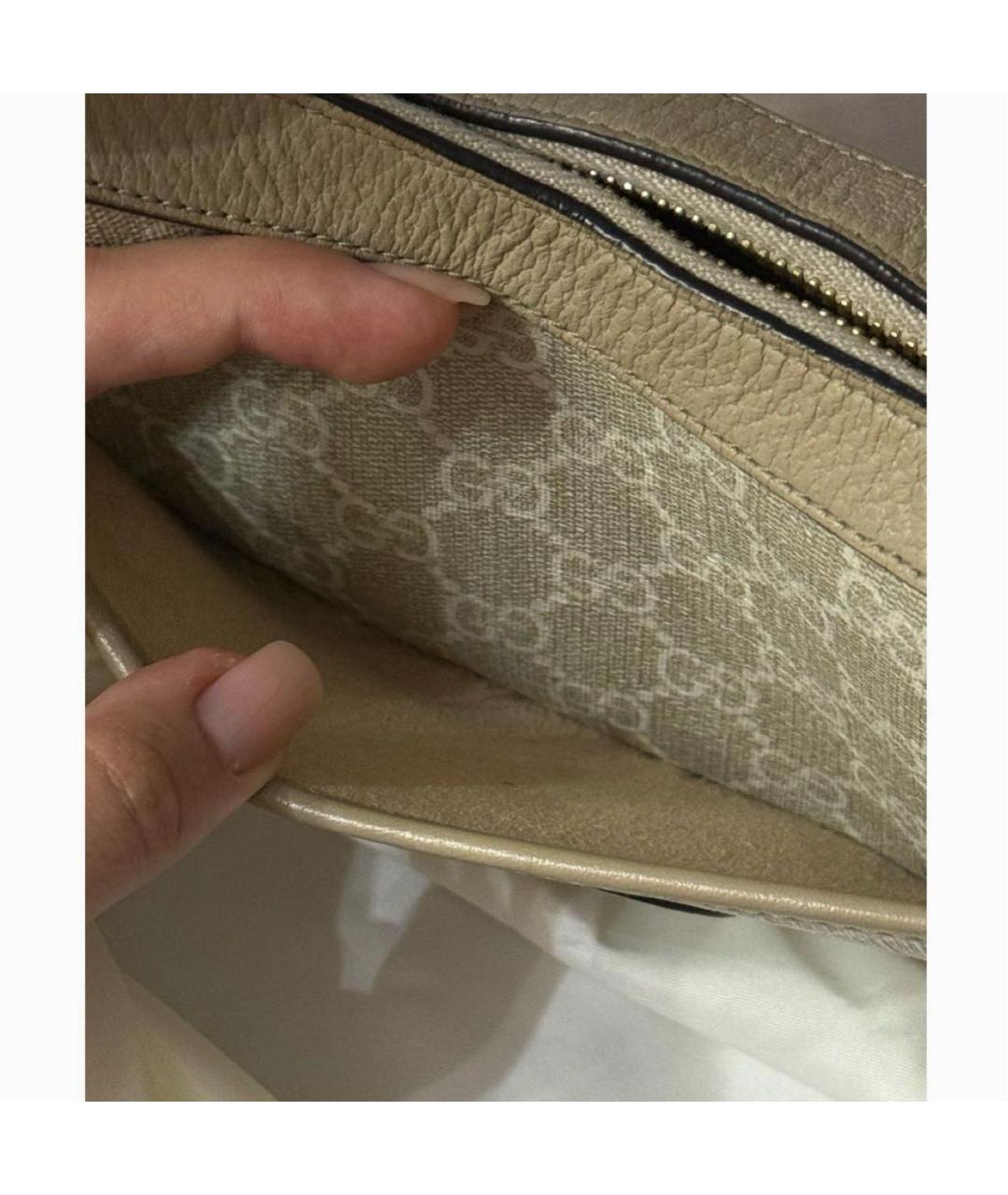 GUCCI Бежевая кожаная сумка с короткими ручками, фото 7