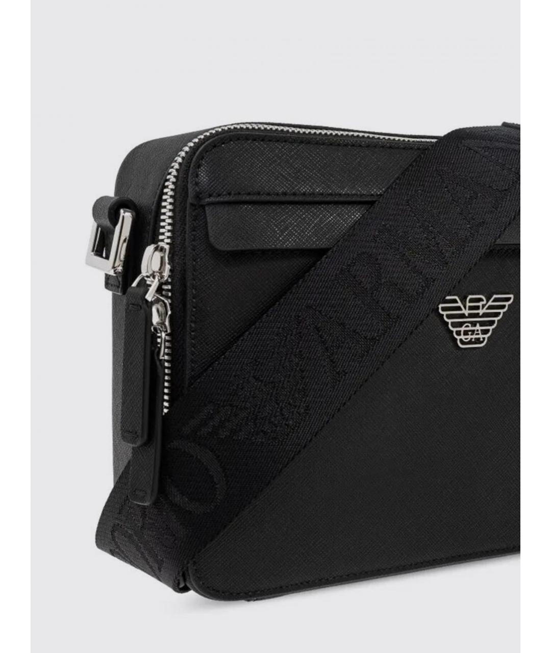 EMPORIO ARMANI Черная сумка на плечо из искусственной кожи, фото 3