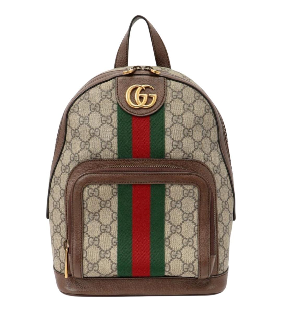GUCCI Коричневый тканевый рюкзак, фото 1