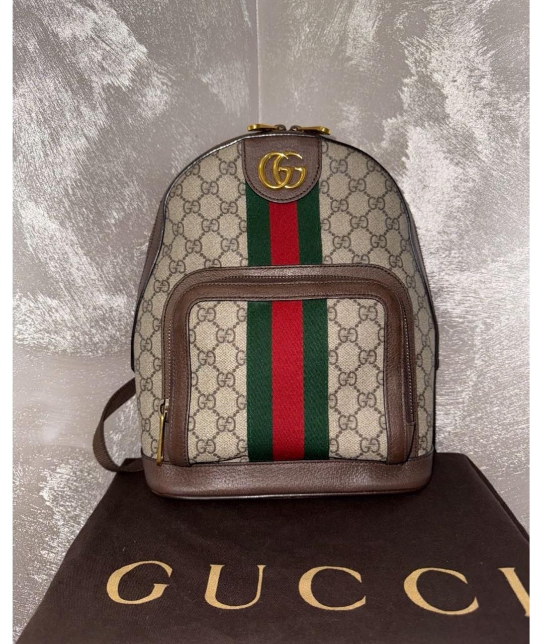GUCCI Коричневый тканевый рюкзак, фото 2