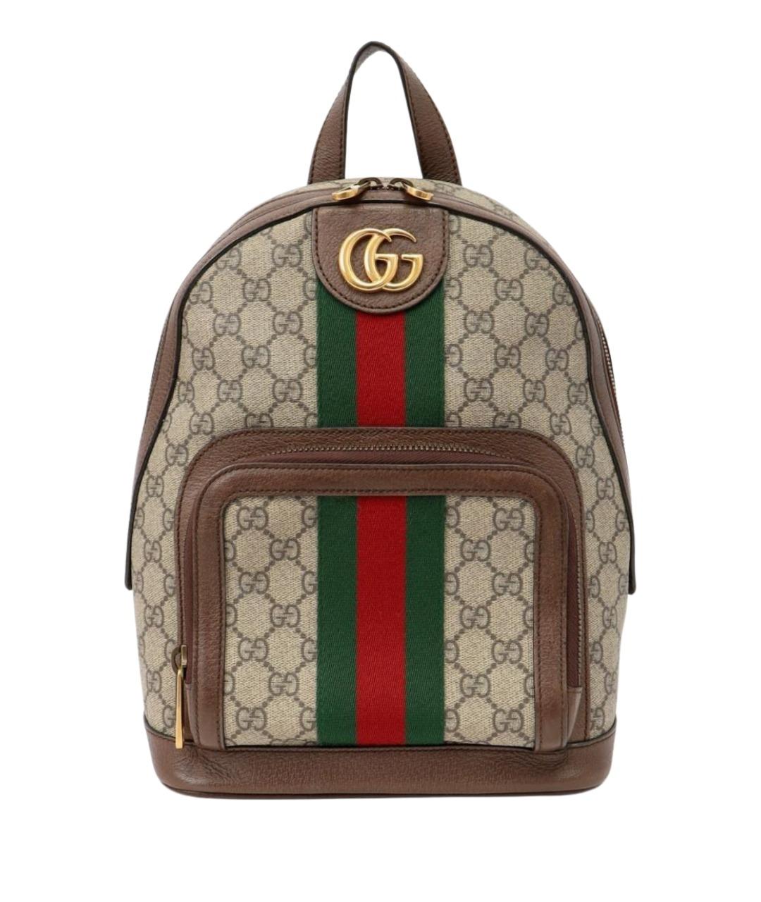 GUCCI Коричневый тканевый рюкзак, фото 1