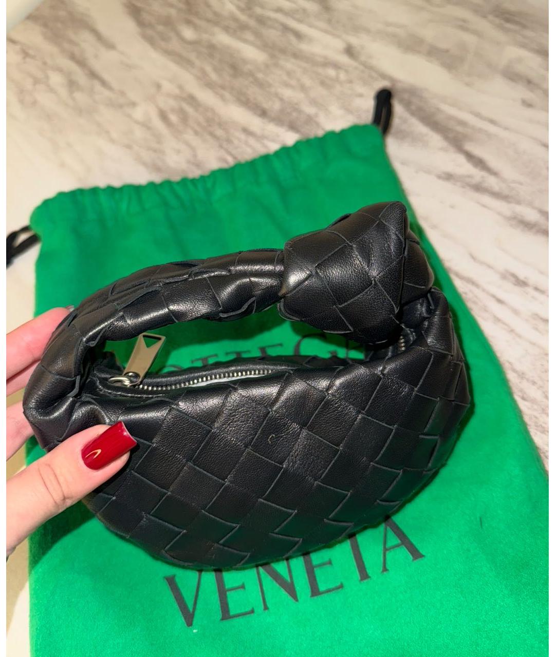 BOTTEGA VENETA Черная кожаная сумка с короткими ручками, фото 4