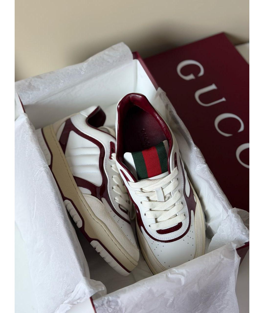 GUCCI Белые кожаные кеды, фото 4