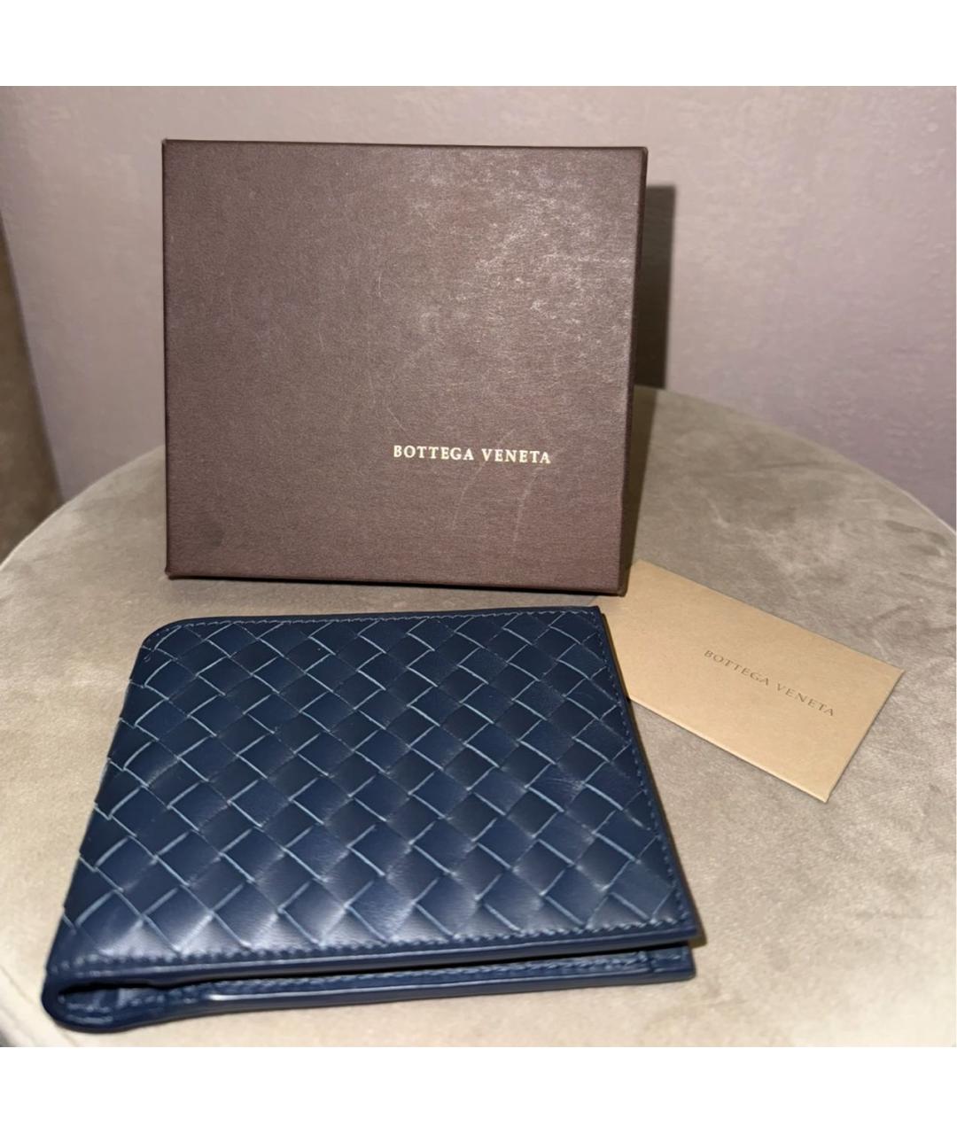 BOTTEGA VENETA Темно-синий кожаный кошелек, фото 3