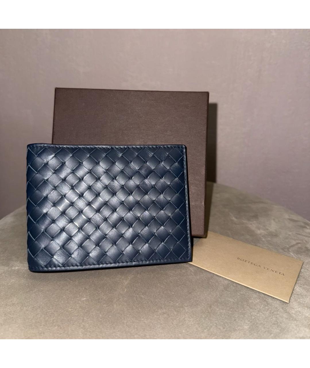 BOTTEGA VENETA Темно-синий кожаный кошелек, фото 4