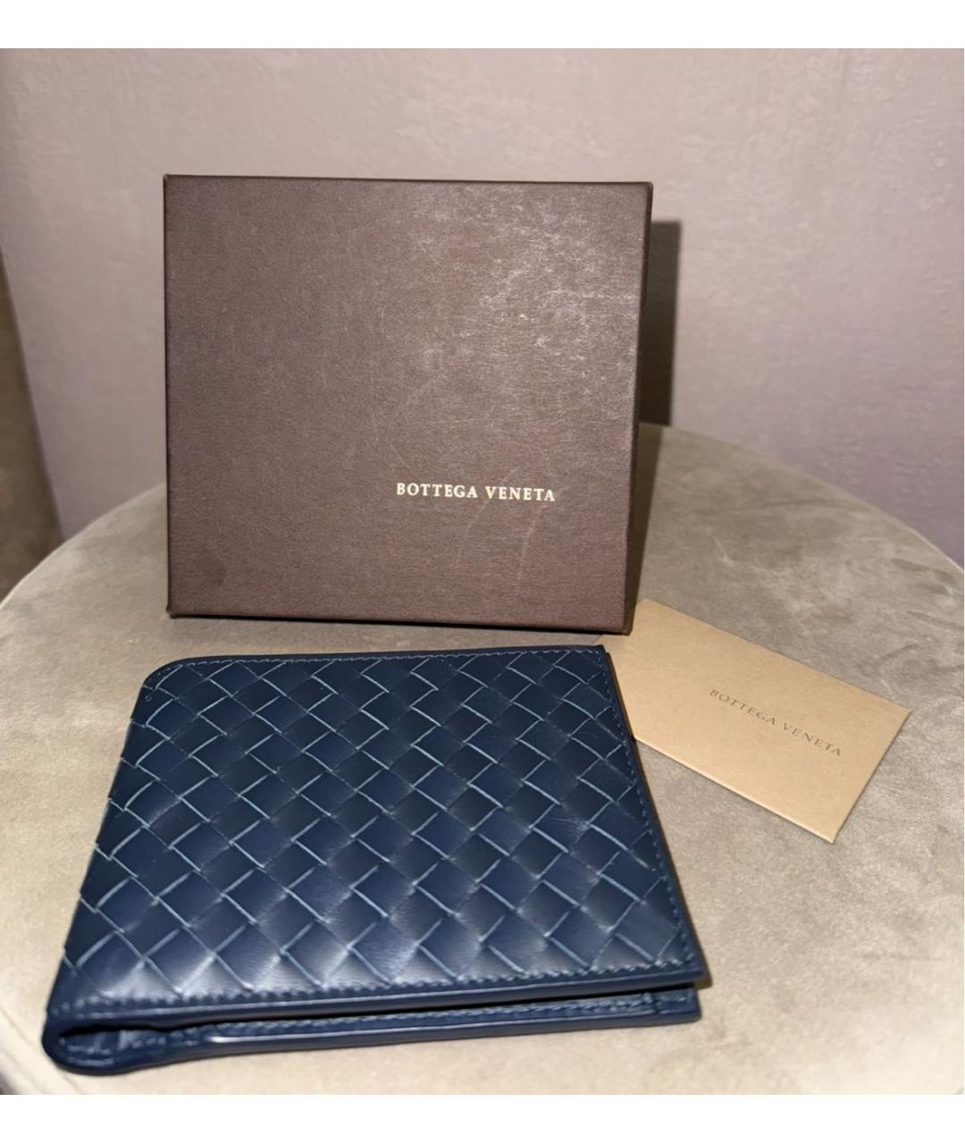 BOTTEGA VENETA Темно-синий кожаный кошелек, фото 3