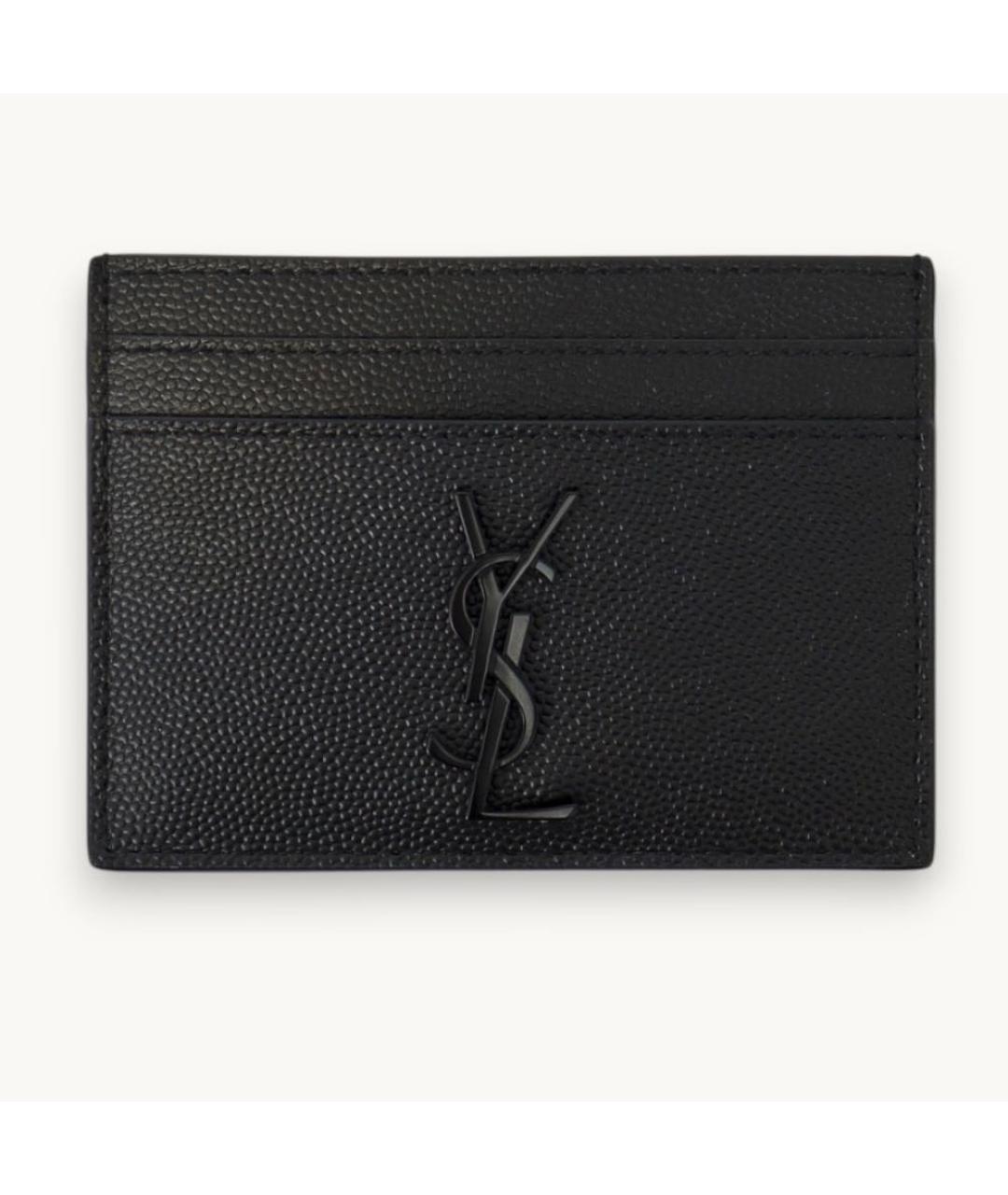 SAINT LAURENT Черный кожаный кардхолдер, фото 5