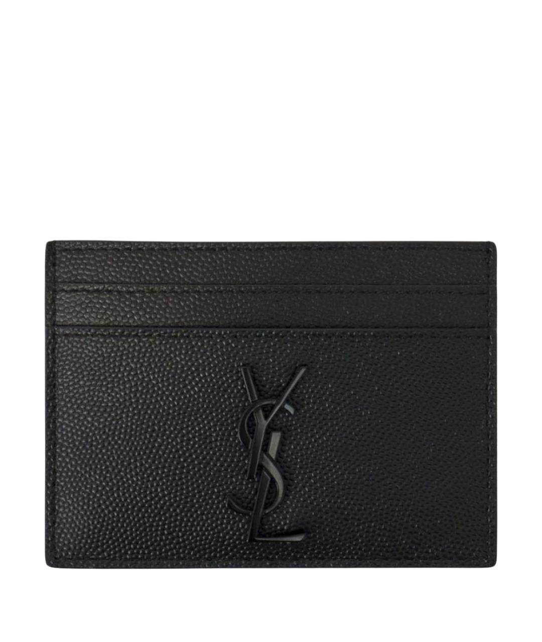 SAINT LAURENT Черный кожаный кардхолдер, фото 1