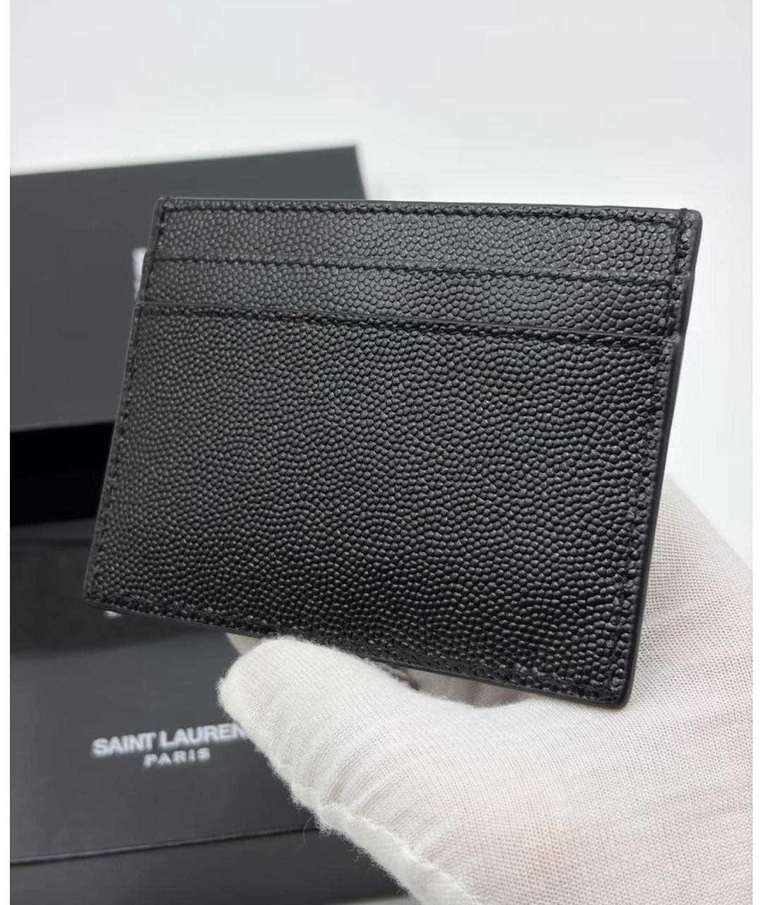 SAINT LAURENT Черный кожаный кардхолдер, фото 4