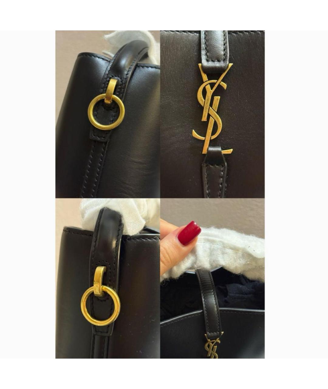 SAINT LAURENT Черная кожаная сумка с короткими ручками, фото 7