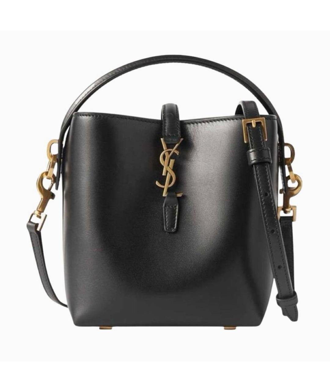 SAINT LAURENT Черная кожаная сумка с короткими ручками, фото 9