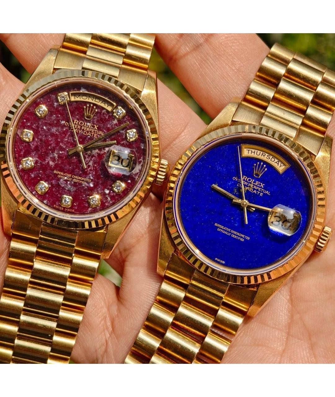 ROLEX Бордовые часы из желтого золота, фото 7