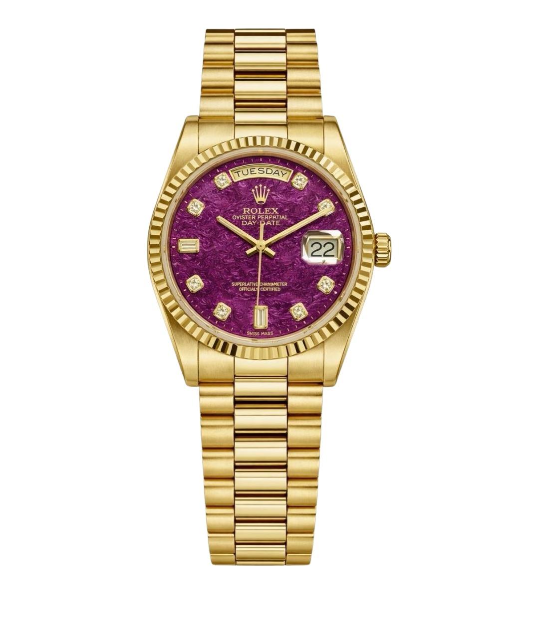 ROLEX Бордовые часы из желтого золота, фото 1
