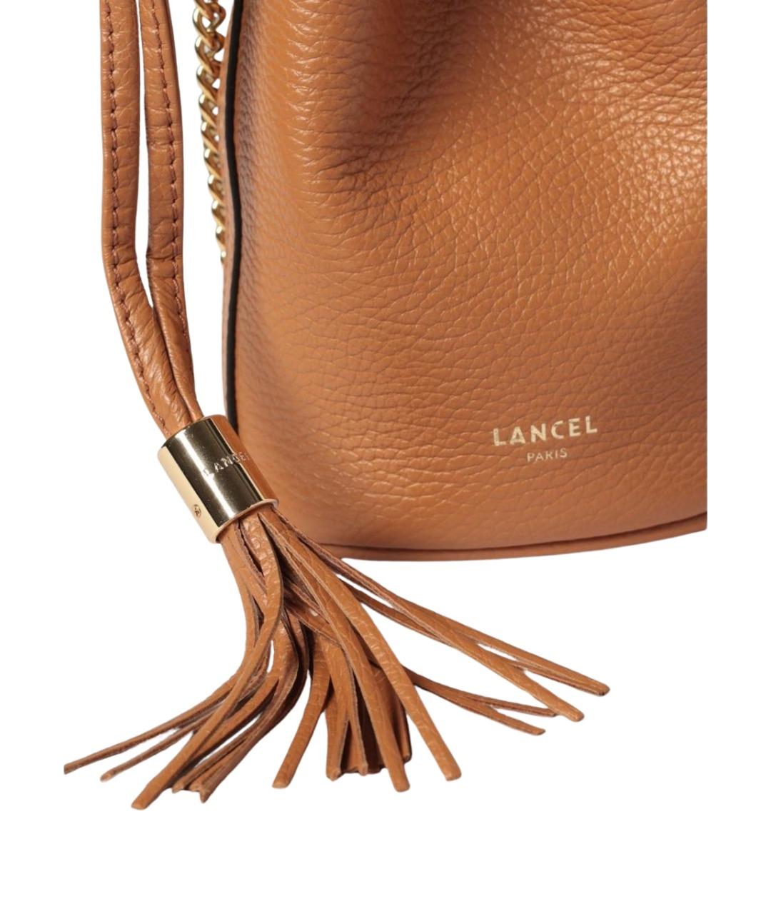 LANCEL Бежевая кожаная сумка через плечо, фото 3