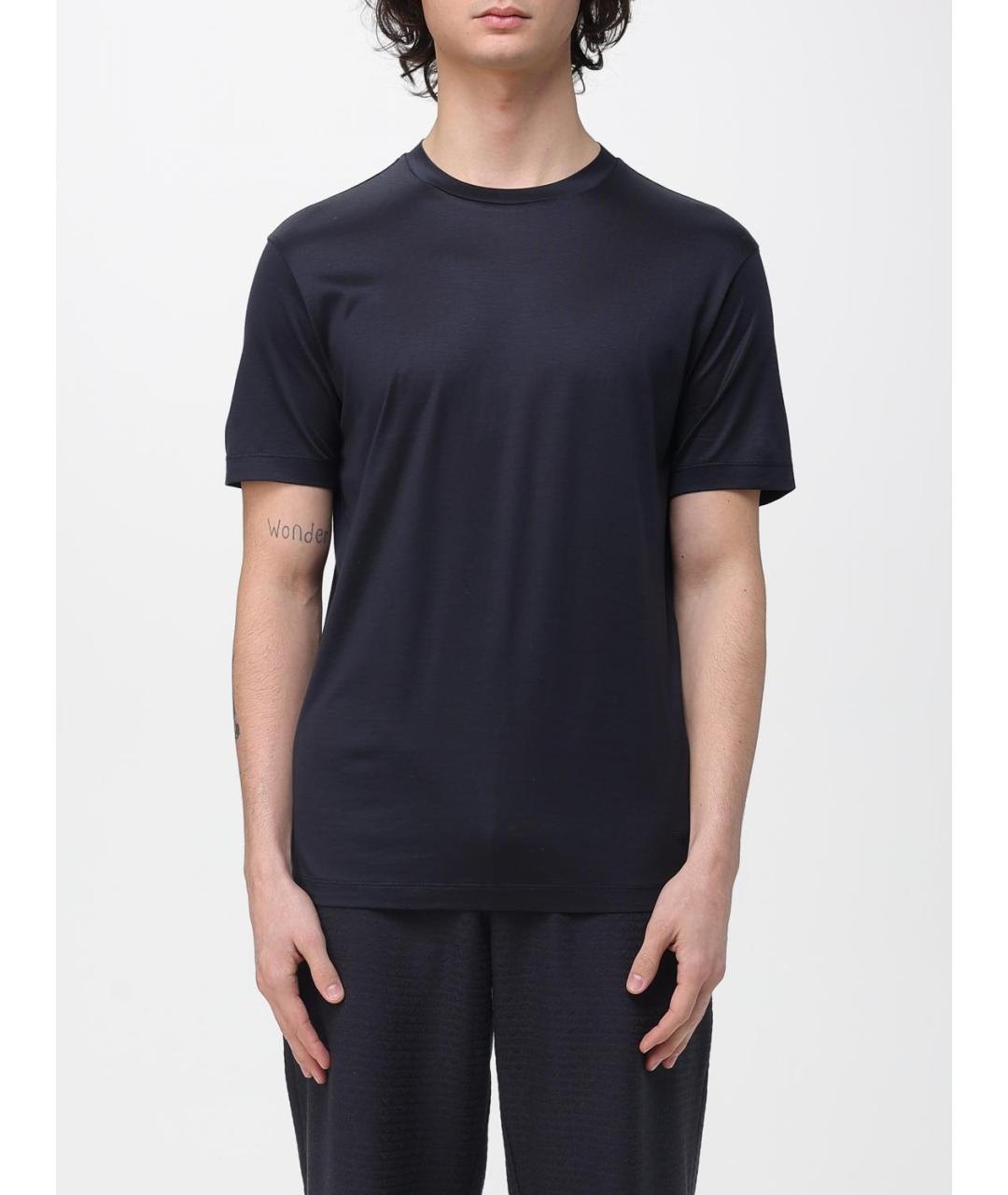 EMPORIO ARMANI Синяя хлопковая футболка, фото 1