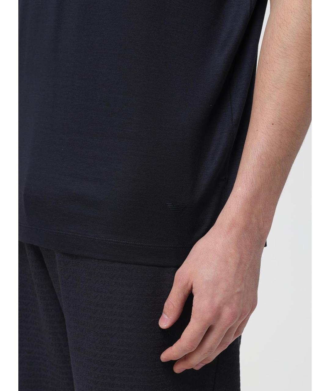 EMPORIO ARMANI Синяя хлопковая футболка, фото 3