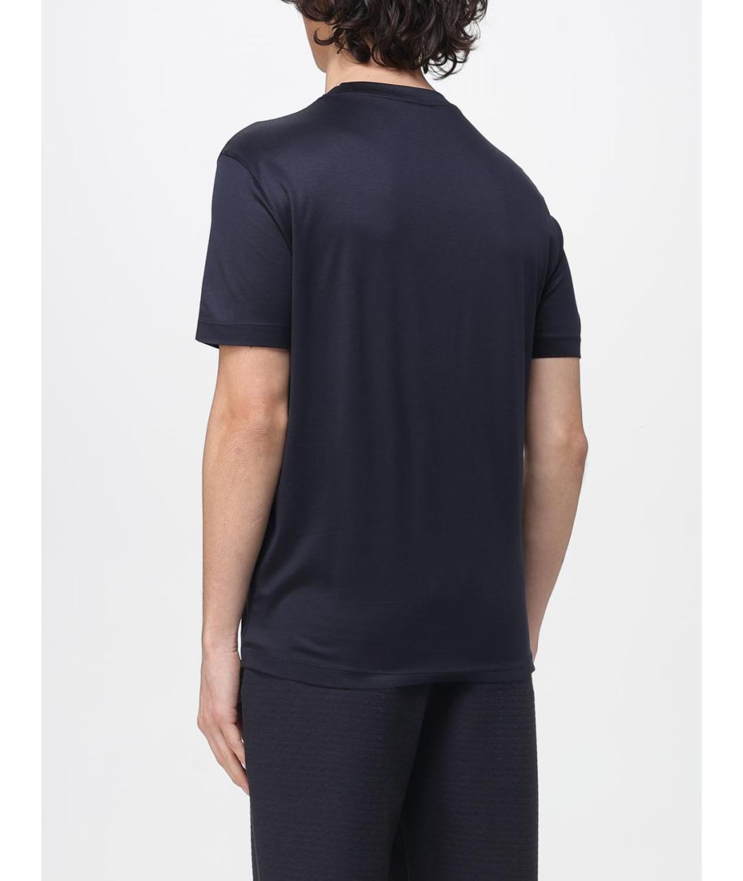 EMPORIO ARMANI Синяя хлопковая футболка, фото 2