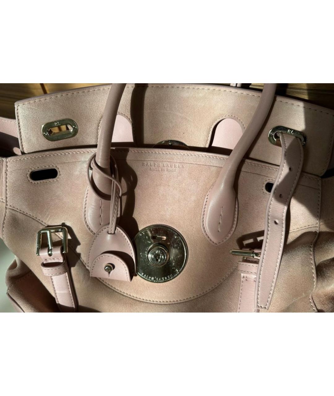 RALPH LAUREN Розовая замшевая сумка с короткими ручками, фото 2