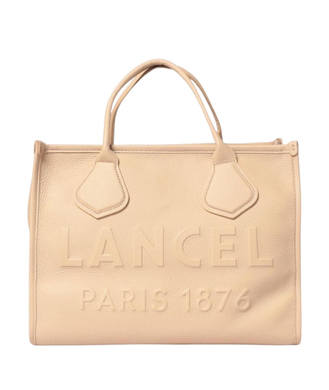 LANCEL Бежевая кожаная сумка тоут, фото 1