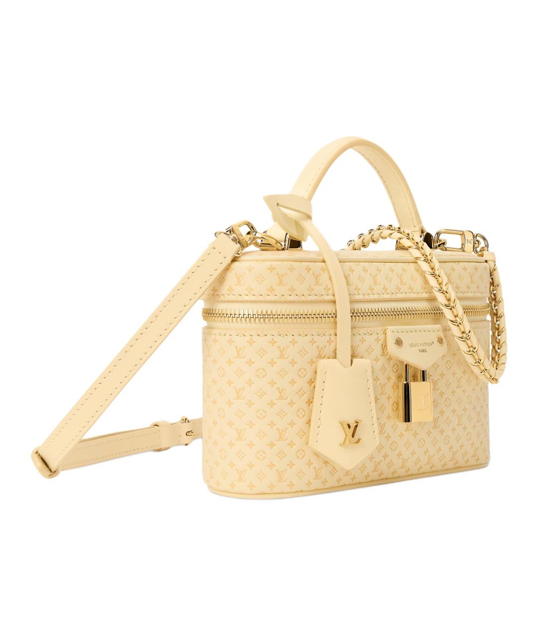 LOUIS VUITTON Желтая кожаная сумка с короткими ручками, фото 2
