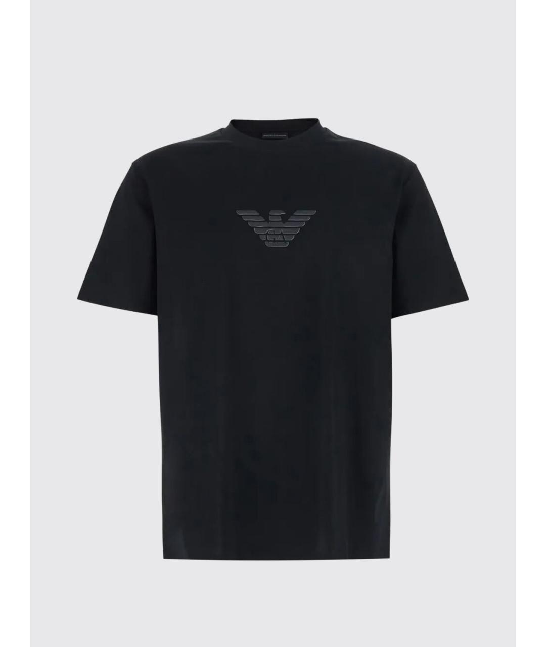 EMPORIO ARMANI Черная хлопковая футболка, фото 2