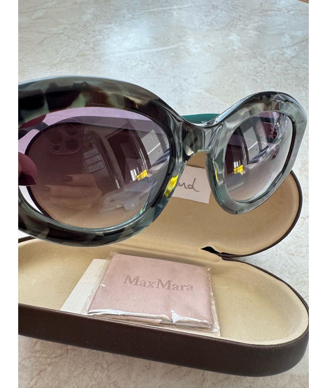 MAX MARA Зеленые пластиковые солнцезащитные очки, фото 8