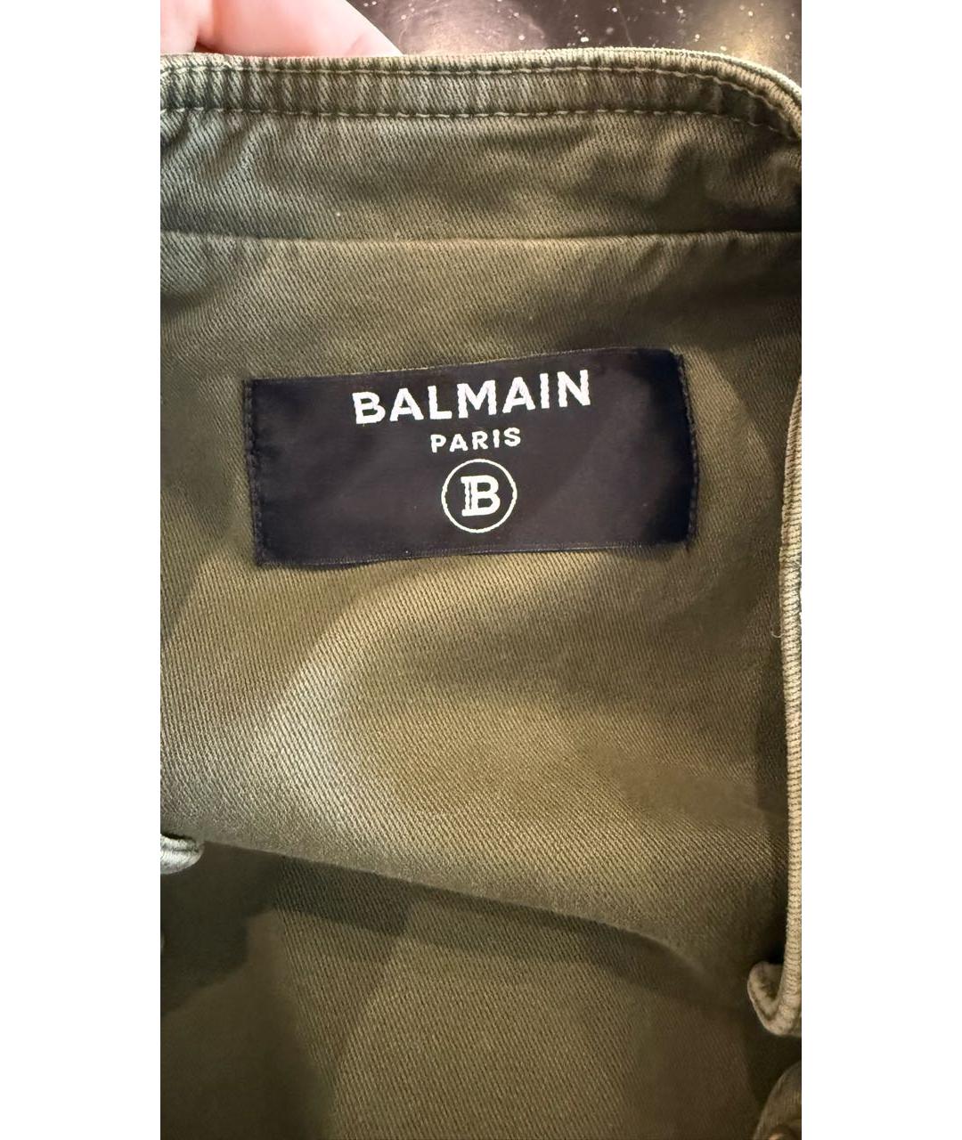 BALMAIN Хаки хлопко-эластановое платье, фото 3