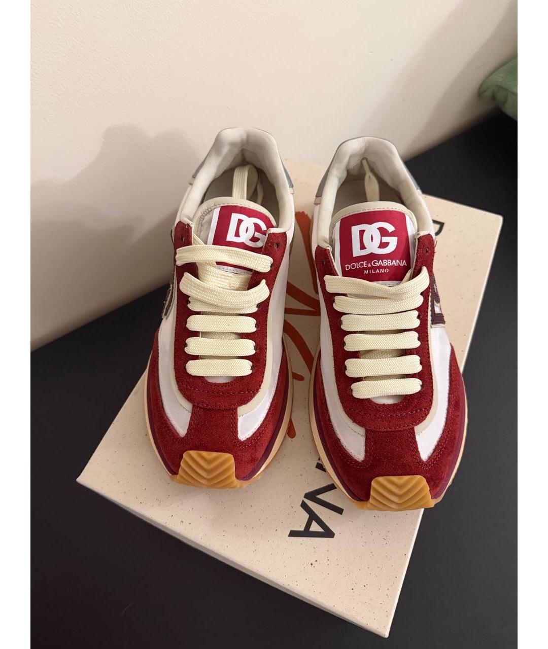 DOLCE&GABBANA Бордовые замшевые кроссовки, фото 2