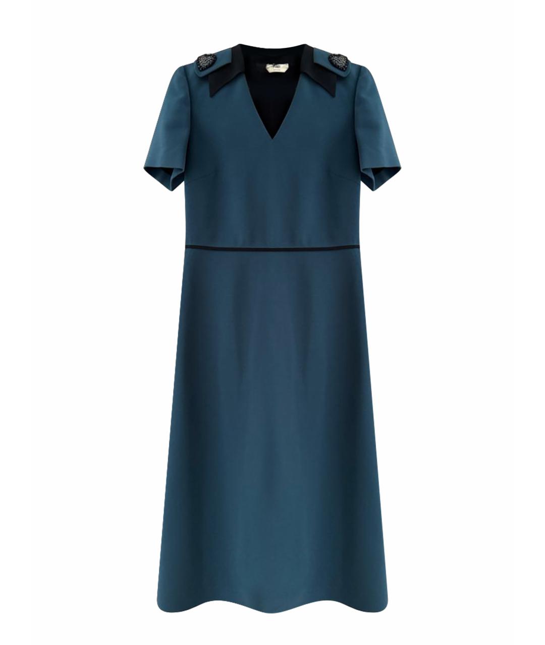 FENDI Темно-синее полиэстеровое платье, фото 1